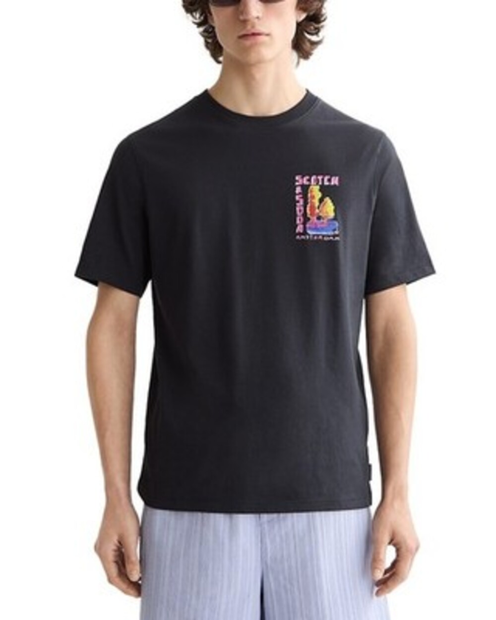 SCOTCH & SODA Short Sleeve Double Graphic Crewneck T-Shirt Men's XXL Meteorite